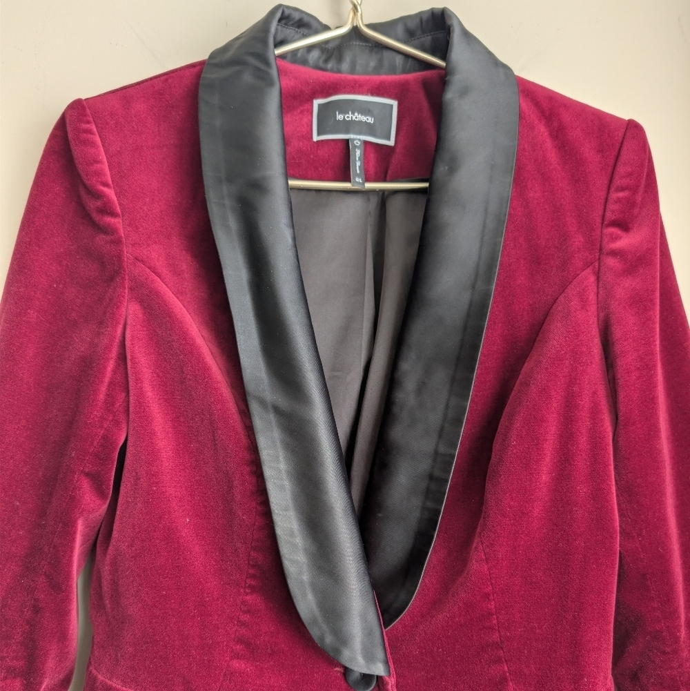 Le Chateau Velvet Tuxedo Shawl Collar Blazer - Picture 4 of 8